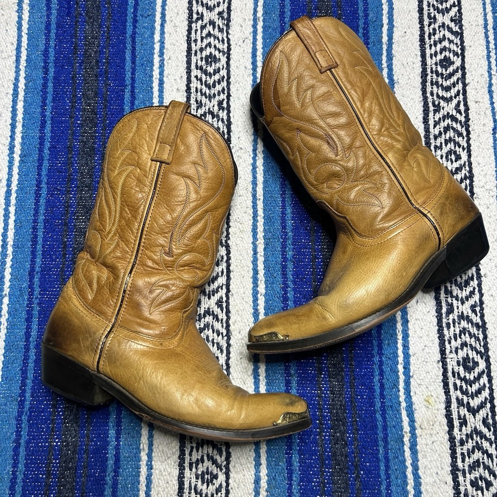 Masterson RB8250 Cowboy Boots Mens 11 D Tan Leather Pointed Toe Western